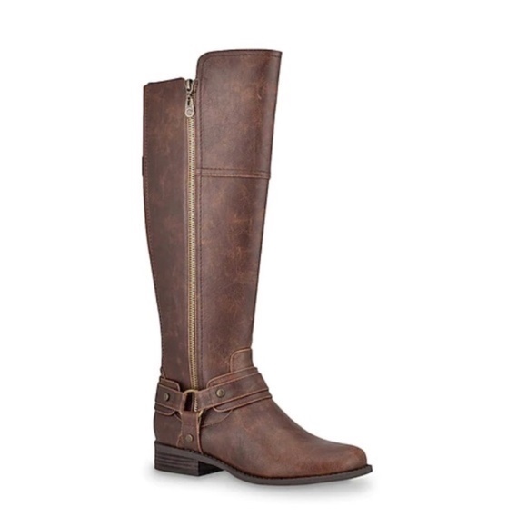 NEW G By Guess GBG Women's Brown Harlea Riding Boots KNEE HIGH NIB - Picture 2 of 4